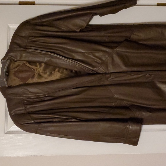 Source Unknown Jackets & Blazers - Leather genuine coat full length size Large color chocolate brown